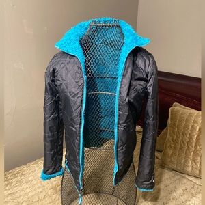 Jacket reversible black and turgoise blue